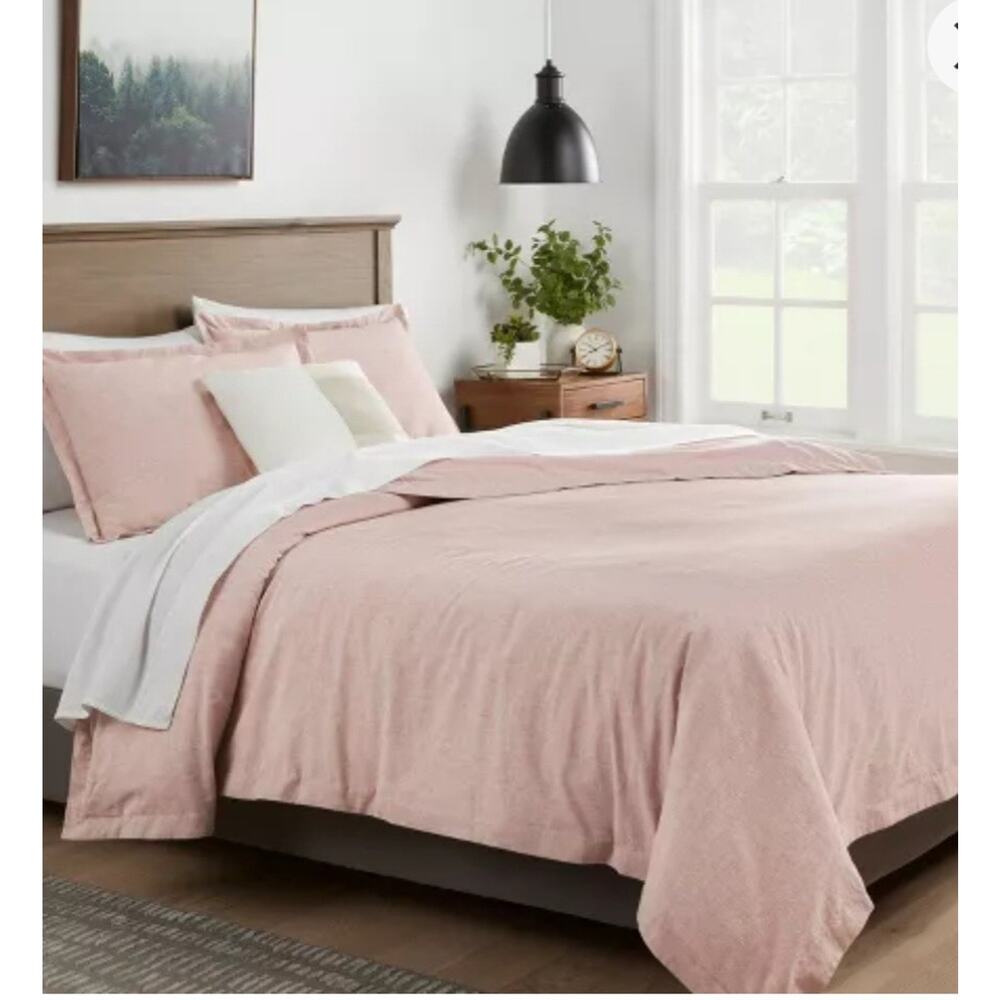 Full/Queen Cotton Linen Chambray Duvet Cover & Sham Set Terracotta - Threshold